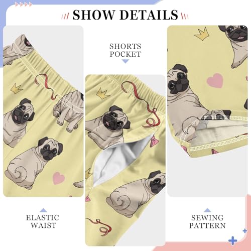 ZZKKO Cute Pugs Dog Light Yellow Boys Pants for Kids Jogger Pants with Pockets S-XL4