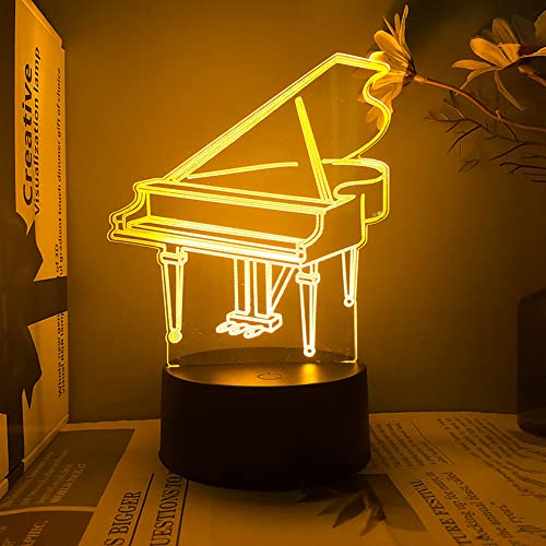 Lámpara ilusión 3D piano cambio 16 colores mesa noche miniatura 4