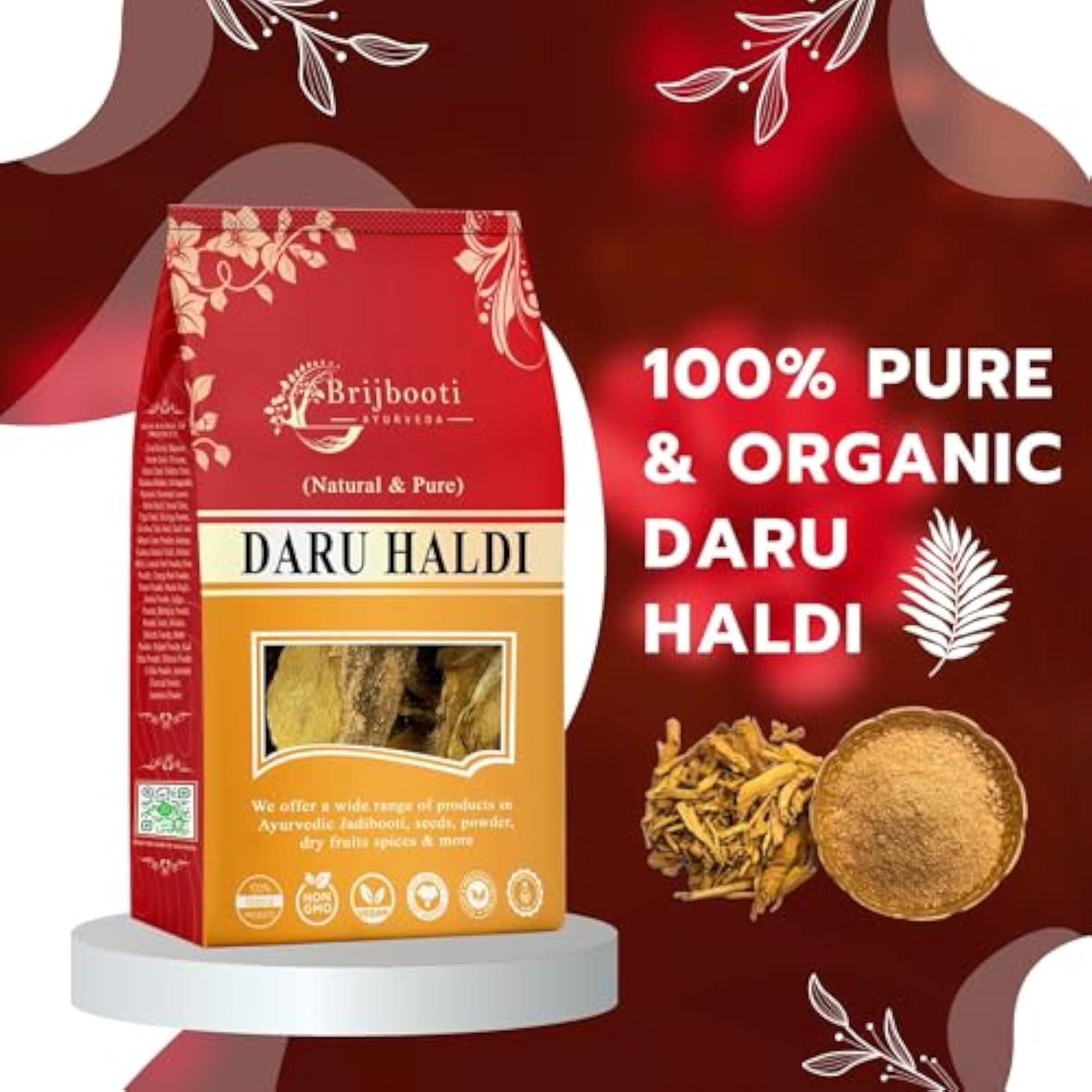BrijBooti Daru Haldi Bark, Ayurvedic Herbal Remedy, 100g