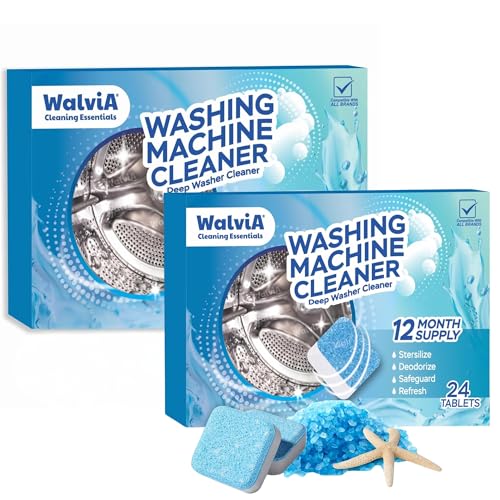Image of Washing Machine Cleaner Tablets- Clean Inside Drum And Laundry Tub, Deep Cleaning Tablets For Front Loader & Top Load Wash (Blue, Pack of 2, 24 Pcs)