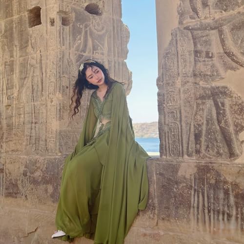 Girls Women Hand-Embroidered Leaf Flowy Evening Gown Chartreuse Green Maxi Fairycore Prom Dress Performance Outfit3