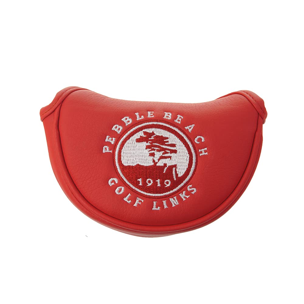 GOOACTION Golf Club Small Mallet Putter Cover Pebble Beach Stars Pattern Design Magnetic Synthetic Leather Red Golf Club Mid Putters Headcover