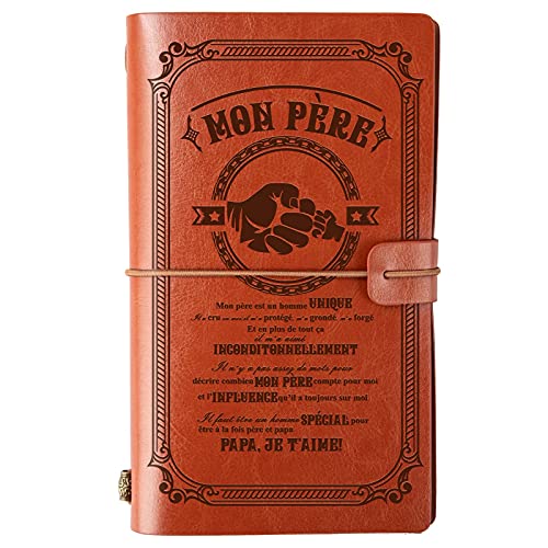 à Mon Papa Carnet de Notes Cadeau de Journal en Cuir, Idée de Cadeau d'anniversaire pour la Fête des Pères pour Papa de Fille et Fils, Carnet de Voyage Papa , 140 pages Carnet pour Mon Papa(MON PÈRE) Cover