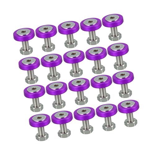 A ABSOPRO 20 Pcs Car Motorcycle Purple M6 Fender Bumper Washer Bolt Nuts Kit Aluminum Alloy Engine Bay Fastener Item Replacement
