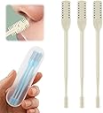 2-in-1 Nasal Hair Cutter, 2025 Upgrade 360° Rotating Nose Hair Trimmer with Double-Sided Blade & Ear Pick, Manual Nostril Hair Removal Tool for Men and Women, Soft Cleaning Brush (Beige, 3PCS)