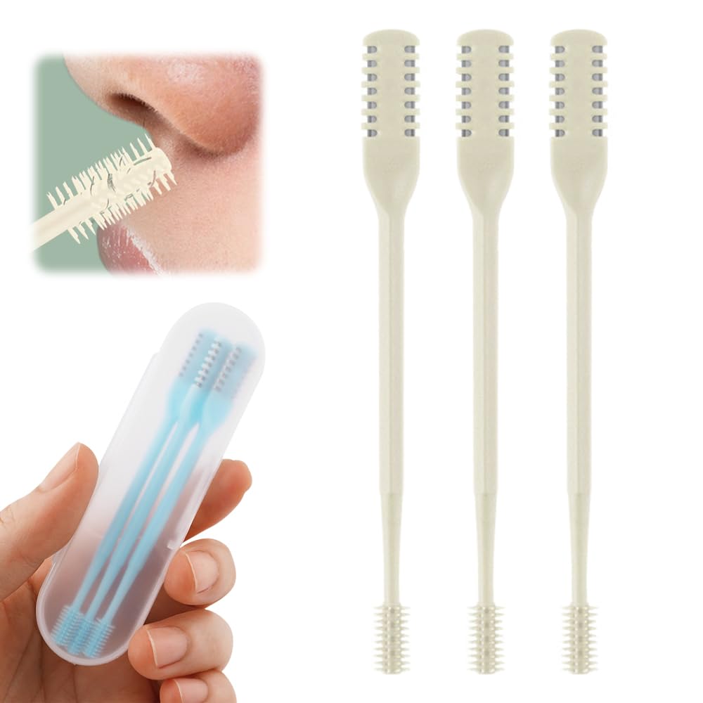 2-in-1 Nasal Hair Cutter 2025 Upgrade 360 Rotating Nose Hair Trimmer with Double-Sided Blade Ear Pick Manual Nostril