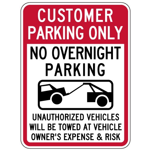 STOPSignsAndMore Customer Parking Only No Overnight
