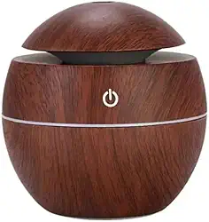 Umidificador de Ar Ultrassônico USB, Design Madeira, com Luz RGB, Purificador de Ar (Madeira Escuro)