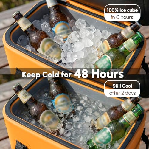 Image of Premium Zipperless Magnetic Kayak Cooler Backpack | 48 Hours Insulated Leakproof Soft Cooler with One-Hand Lid, TPU Cooler for Camping Boating Beach Water Sports