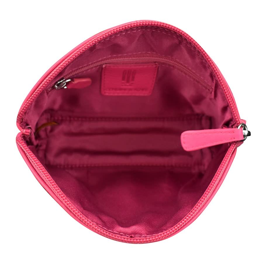 Image of ili New York Genuine Leather RFID Blocking Cosmetic Makeup Pouch - Indian Pink