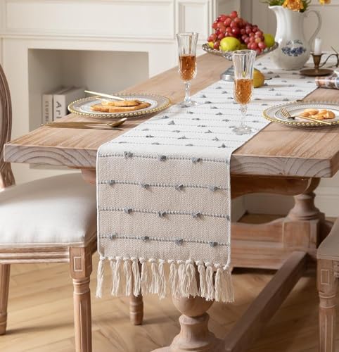 Image of Premium Boho Cotton Table Runner for 4 6 Seater Dining Table |Center Table |Coffee Table|Dining Table|Eating Area|Table Decor(14*72 INCHES)| Grey DH|SZPR 036