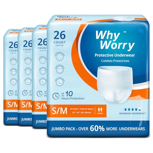 WhyWorry Culottes Incontinence pour Homme et Femme, Couche Culotte Adultes pour Fuites Urinaires, Slips Absorbants Jetables, Contrôle des Odeurs, Unisexe,...