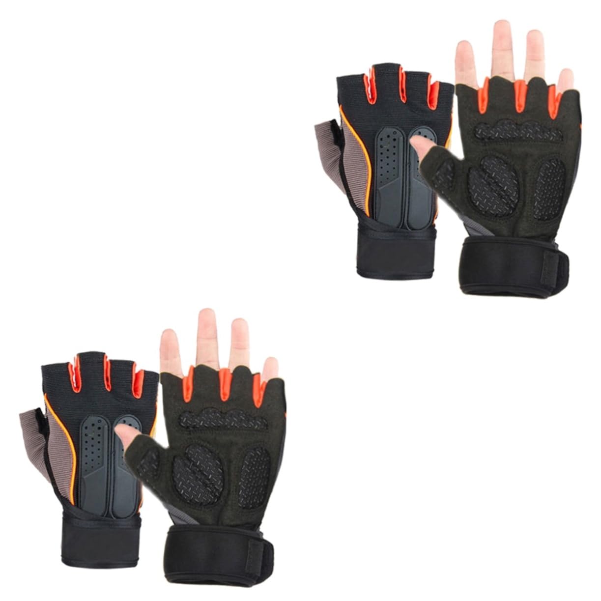 BESPORTBLE 2 Paia Di Guanti Da Allenamento Di Con Design A Mezze Dita Cinturino Da Polso Taglia L Arancioni Per Sollevamento Pesi E Attività in Palestra