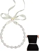 Cintos de noiva de 245 cm, cinto de strass de cristal, faixa para vestido de dama de honra, cinto de corrente de quadril, cinto de metal olho de cavalo com fita de poliéster para vestido de