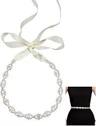 Cintos de noiva de 245 cm, cinto de strass de cristal, faixa para vestido de dama de honra, cinto de corrente de quadril, cinto de metal olho de cavalo com fita de poliéster para vestido de