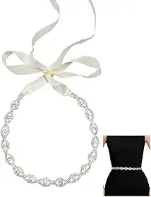 Cintos de noiva de 245 cm, cinto de strass de cristal, faixa para vestido de dama de honra, cinto de corrente de quadril, cinto de metal olho de cavalo com fita de poliéster para vestido de