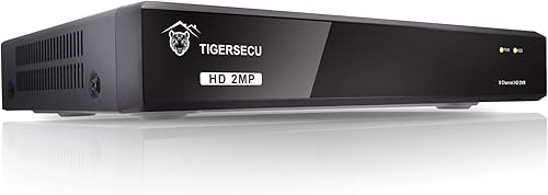 TIGERSECU Grabador de seguridad DVR híbrido 4 en 1 de 8 canales Super HD 1080P sin disco duro, para cámaras TVIAHDCVIanalógicas de 2MP (cámaras y