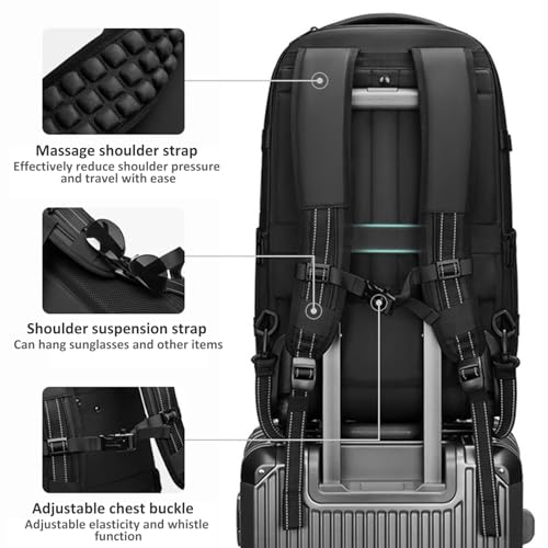 Vacuum Backpack 3 Compartment USB Waterproof Oxford Travel Backpack with Vacuum System, Coded Lock & Pull Handle Expandable Travel Bag, Power Bank Not Include4