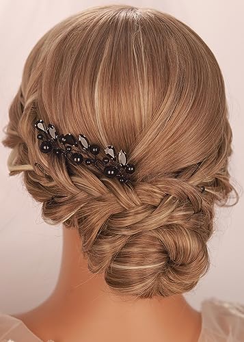 Joyería para el cabello Kercisbeauty horquillas de boda artesanales con brillantes negros