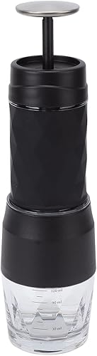 Cafetera manual de mano con presión de 18 bares, cafetera portátil de viaje para cápsulas de tierra, acampar al aire libre, senderismo (negro)