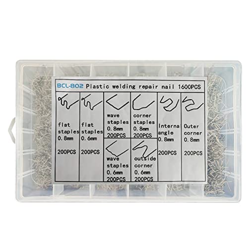 800PCS Plastic Welder Staples With Storage Box, Stainless Steel Auto Plastic Hot Staples for All Cars, 0.6 0.8MM Plastic Welding Repair Kit for Bumper Dashboard Lamp Holder