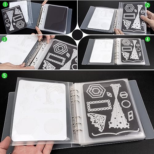 Image of UNIMEIX 12 Pcs Magnetic Sheets for Die Storage with 1 Binder Cover, Stamp and Die Storage Pockets Die Cut Storage for Card Making Supplies(0.8 mm Thickness,Translucent