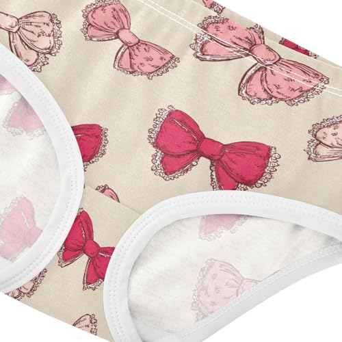 Wusikd Cute Pink Red Bows Girls' Underwear Cotton Girls Briefs Soft Toddler Underwear 2T4