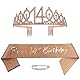 14. Geburtstag Schärpe Und Tiara, Krone 14 Roségold Kristall Geburtstagkrone Set,Rose Gold Geburtstagskrone Schärpe Deko Birthday Crown für Mädchen Frauen Birthday Party Accessoires