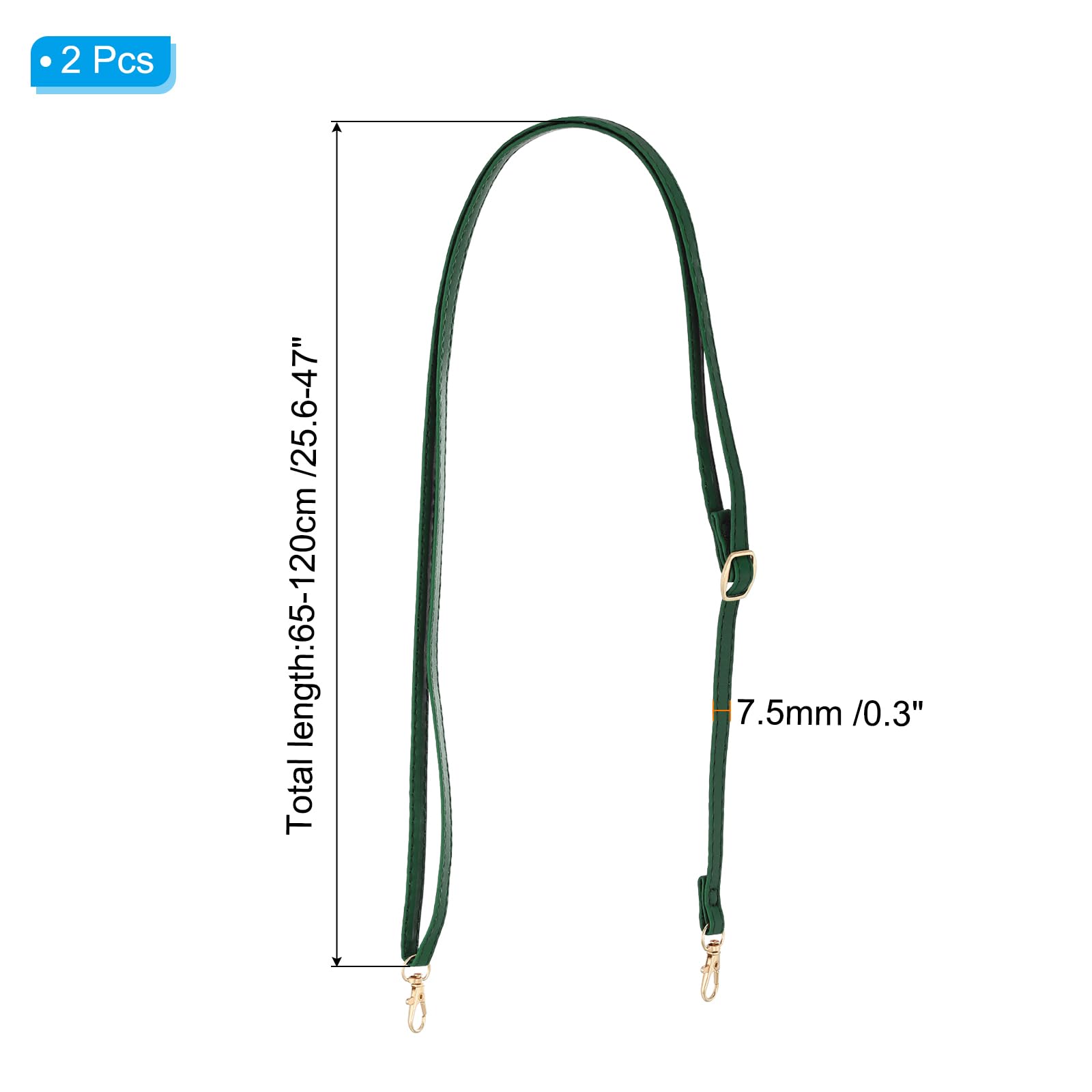 PATIKIL Leather Adjustable Purse Handle Strap, 26 to 47 Inch DIY Handbag Replacement for Clutch Bag Repair Accessories in Olive Green - Image 2