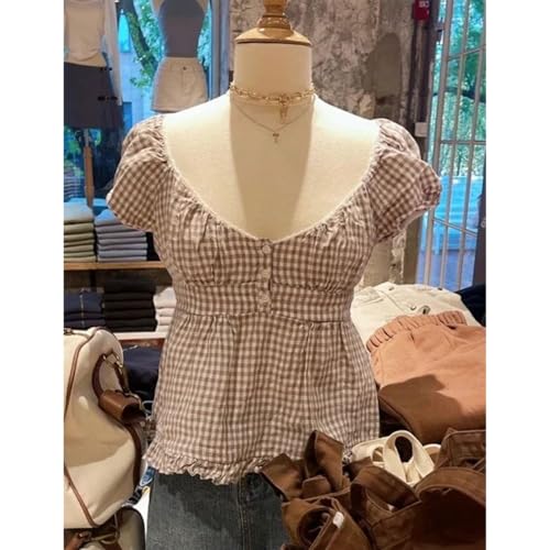 Image of Fairy Grunge Y2k Shirts Vintage Crop Tops Short Sleeve Girls Slim Fit Tees