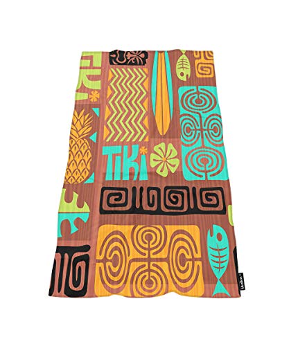 Moslion Comfy Bath Towels Retro Tiki Fish Flower Vintage Soft Bathing/Beach/Camping Towel for Women Men Girls Boys Large Size 64x32 Inches