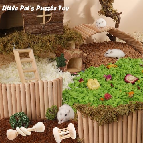 KABASI 3 PCS Wooden Bunny Toys, Safe Rabbit Guinea Pigs Bite-Resistant Natural Wooden Chew Teeth Grinding Toys for Chinchillas Hamsters Small Animals Rat Playing Indoor Outdoor - Image 2