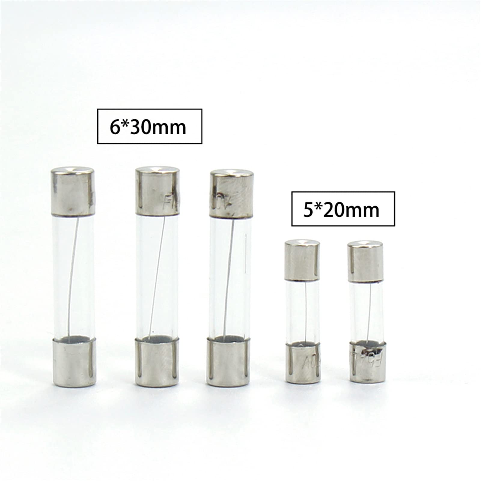 Aerzetix - 10x Fusibili Tubo Di Vetro - 2cm 20mm 5mm 5x20mm 220V 250V