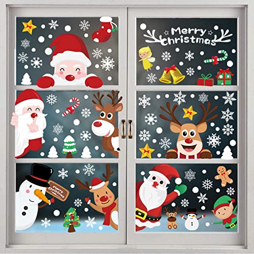 Navidad Pegatina Ventana Reutilizable Pegatinas de DIY Papá Noel Alce Navidad Murales Pared Puerta Decoración de...