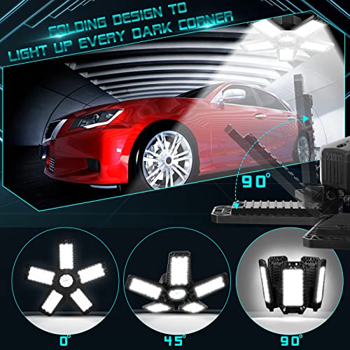 led garage light - 160w 16000lm 6500k led garage ceiling lights screw in shop lighting 51 deformable panels for attic basement workshop e26e27 1