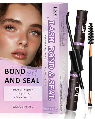 Pegamento Pestañas Pelo a Pelo - LZM De Larga Duración Resistente Al Agua Pegamento Pestañas Postizas Fácil De Usar 2 En 1 Cluster Lashes Bond And Seal (5ml+5ml)