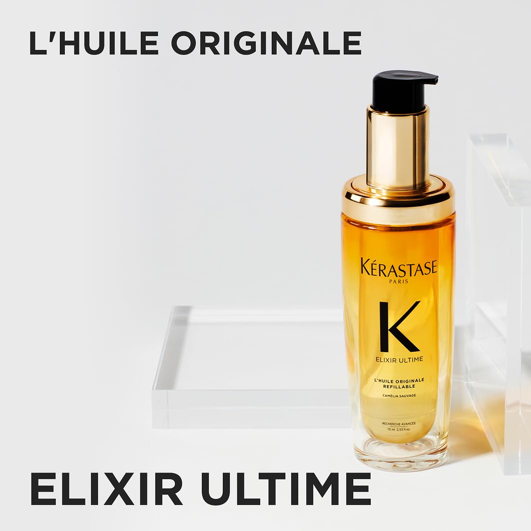 Kérastase Haaröl für trockenes Haar, Pflegend und nährend für mehr Glanz, Hitzeschutz und Anti-Frizz, Nachfüllpackung, Huile Originale Elixir Ultime