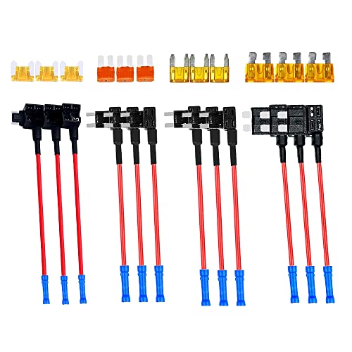 VOANZO 4 tipos 12V Add-a-Circuit Adapter and Fuse Kit con MICRO2 Mini ATC ATS Low Profile Tap dapter para automóviles, camiones, barcos