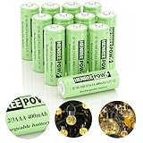 Henreepow Ni-MH 2/3AAA 1.2v 400mAh Rechargeable Batteries,Low Self-Discharge, Long Range with Button Top for Solar Lights,Length 2/3 The Size of AAA Batteries(12 Pack)(Not AAA Size Batteries)