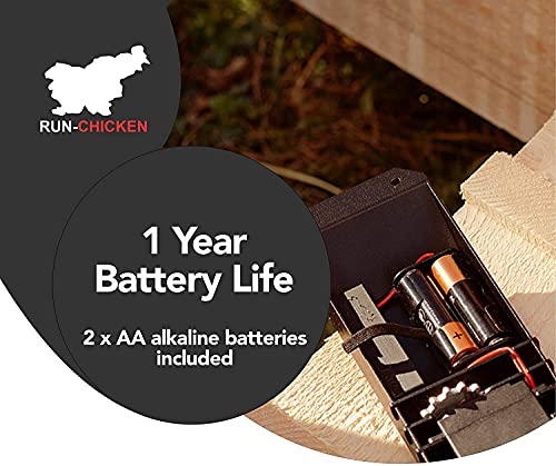 Run-Chicken Door (Usa Special) Automatic Chicken Coop Door Opener With Timer, Programmable Light Sensor, Battery Powered, Delay Options, Aluminum Door, Automatic Chicken Door Opener Model T50 #TOP4