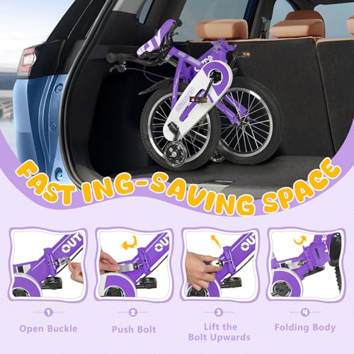 image for MarKnig 14 Inch Folding Kids Bike for 3-5 yrs Old Boys and Girls, Free