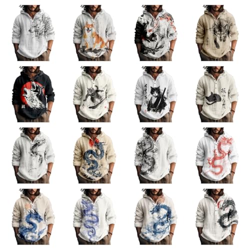Men's Japanese Art Graphic Big and Tall Hoodies Pullover Y2K Long Sleeve Hooded Oversized Sweatshirt4