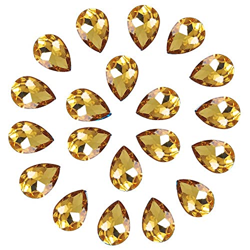 C&Z Lot de 56 grosses pierres en cristal en forme de goutte pour travaux manuels, fabrication de bijoux, chaussures, robes, perles à facettes 13 x 18 mm Jaune Cover