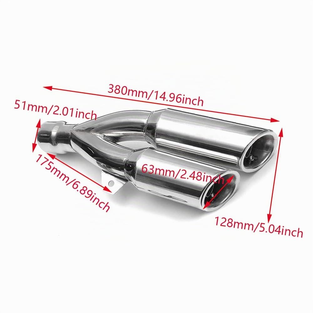 Riloer Silenziatore Di Scarico Moto Doppia Uscita Diametro 51mm Kit Tubo Di Scarico Con Punta In Acciaio Inossidabile Per Gy6-125 Gy6-150 Niaja 250 Cb400 Cbf500 Er-6n Z1000 Yzf-R1