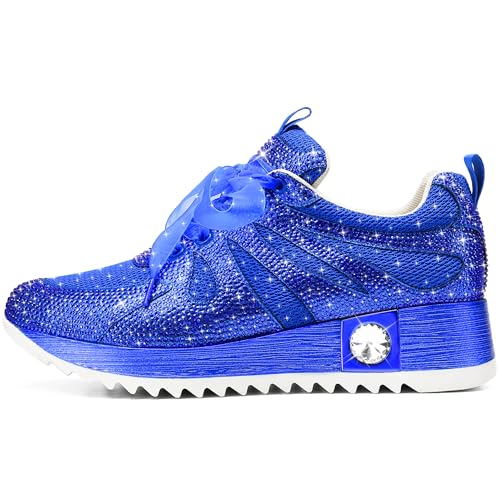 Image of FINDVELL Women's Fashion Glitter Sneakers Platform Wedge Shoes Sparkly Rhinestone High Top Sneakers Trendy Sequin Shoes Wedding Bride Dress