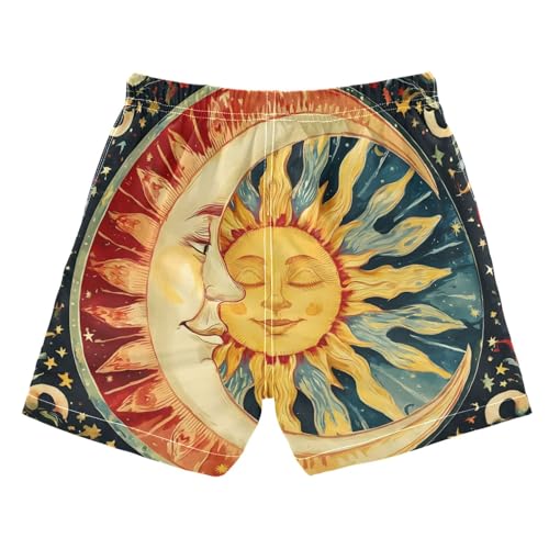 Boys Swim Trunks Astrology Sun Moon Face Toddler Swim Shorts Beach Board Shorts Swimsuit3