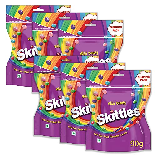 Skittles Wild Berry | Chewy Fruit Candy Pack | Bite-Size Berry Flavours (Strawberry, Raspberry, Mixed Berry) | 90 grams | Pack of 6