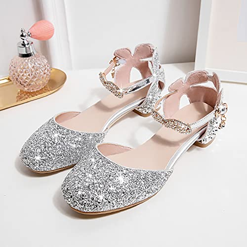 Children's Shoes Girls Sandals Grils Dress Wedding Party Close Toe Glitter High Heels for Children Kids 354