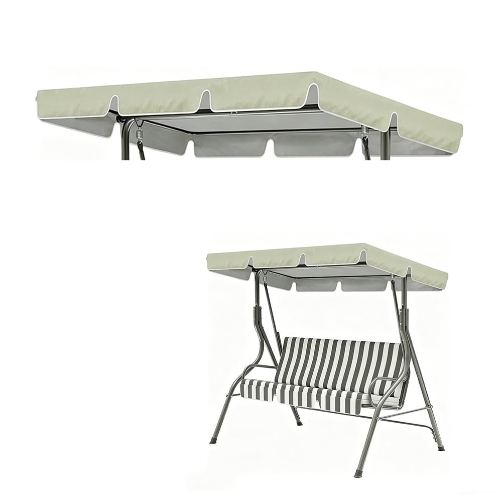 BEWEGNLNHK ﻿56x47/75x52/98x73in Patio Swing Canopy Replacement Cover, 2/3 Seater Waterproof Swing Chair Canopy Replacement For Porch Yard Garden(Beige,249x185cm/98x73in)