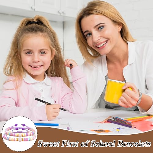 Back to Stuff First Day of Kindergarten Preschool Bracelets Mommy and Me Gifts for Mother Daughter Bracelets4